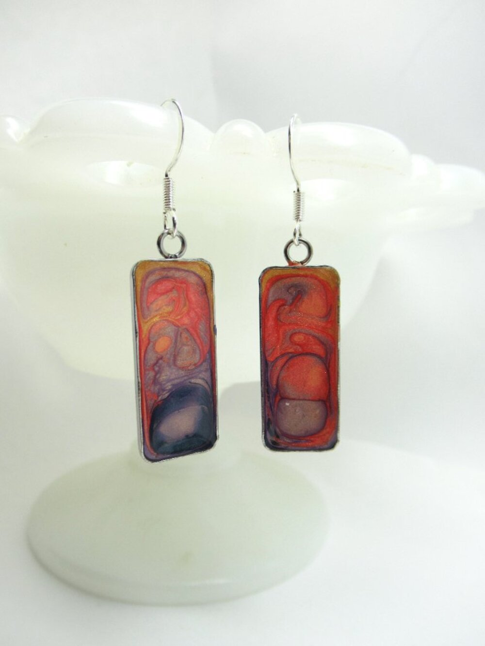 Rectangular Pebeo earrings - Picture 2 of 8
